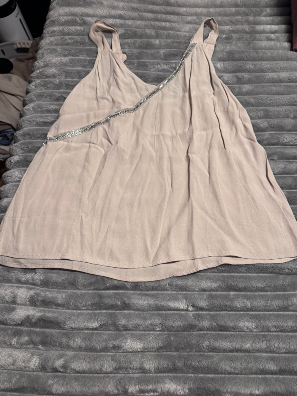 Daytrip Neutral Beige Sleeveless Cami with Silver Accent